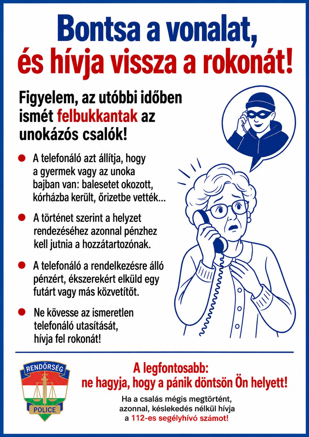 Rendőrségi felhívás egy csaló telefonálóról
